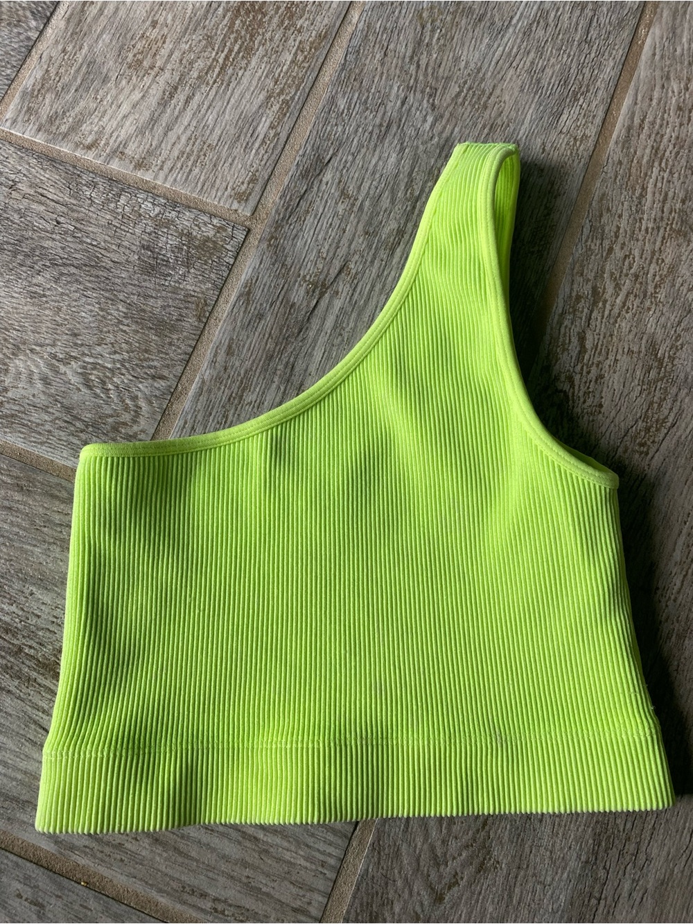 Gilly Hicks One-Shoulder Neon Ribbed Crop Top small